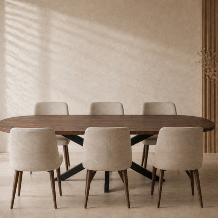 Uitschuifbare eettafel ovaal 180-240cm Liam walnoot MDF