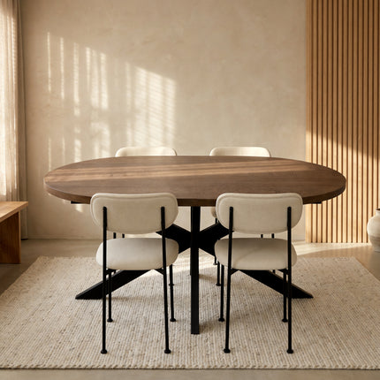 Uitschuifbare eettafel ovaal 160-220cm Liam bruin MDF