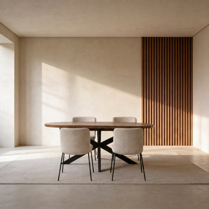 Uitschuifbare eettafel ovaal 180-240cm Liam bruin MDF