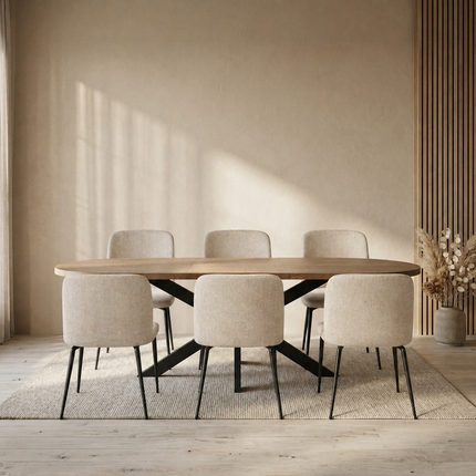 Uitschuifbare eettafel ovaal 180-240cm Liam bruin MDF