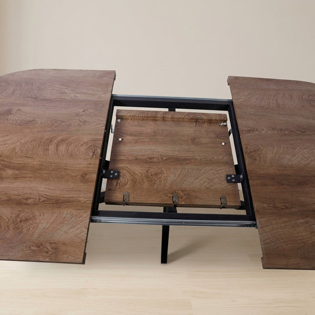 Uitschuifbare eettafel ovaal 180-240cm Liam bruin MDF