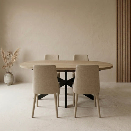Uitschuifbare eettafel ovaal 180-240cm Liam lichtbruin MDF