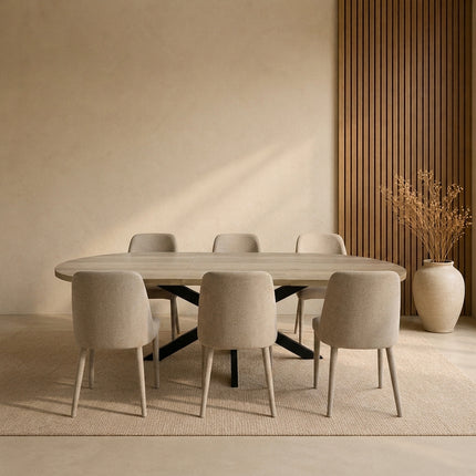 Uitschuifbare eettafel ovaal 180-240cm Liam lichtbruin MDF