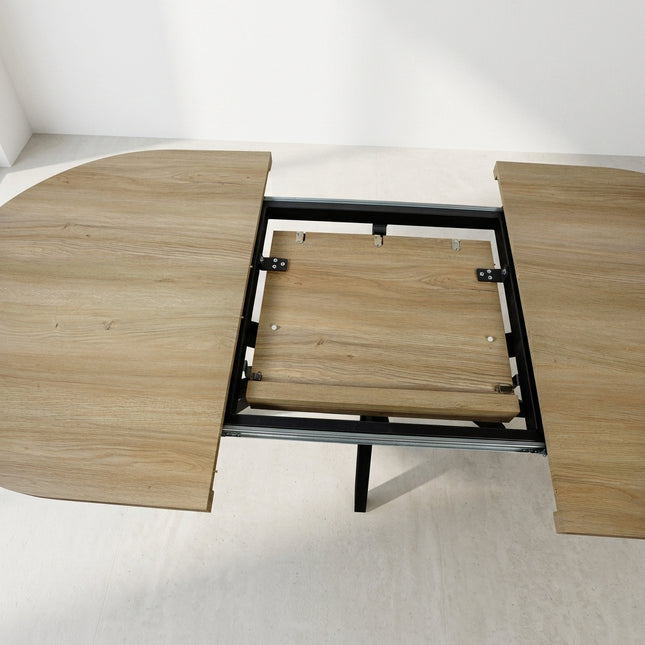 Uitschuifbare eettafel ovaal 160-220cm Liam lichtbruin MDF