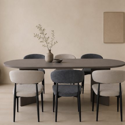 Eettafel Japandi ovaal 200cm walnoot melamine Nancy
