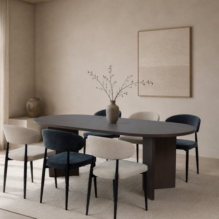 Eettafel Japandi ovaal 200cm walnoot melamine Nancy