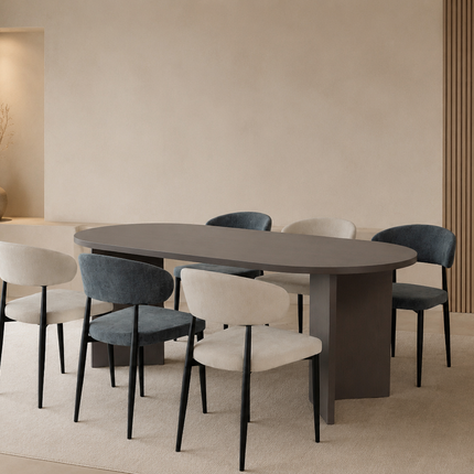 Eettafel Japandi ovaal 220cm walnoot melamine Nancy