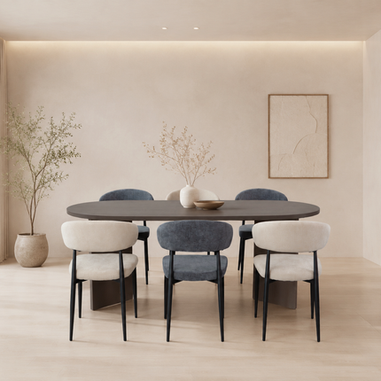 Eettafel Japandi ovaal 220cm walnoot melamine Nancy