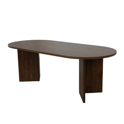 Eettafel Japandi ovaal 220cm bruin melamine Nancy