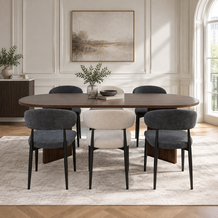 Eettafel Japandi ovaal 220cm bruin melamine Nancy