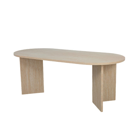 Eettafel Japandi ovaal 200cm travertin melamine Nancy