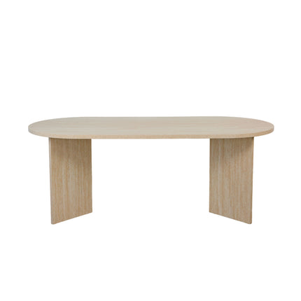 Eettafel Japandi ovaal 200cm travertin melamine Nancy