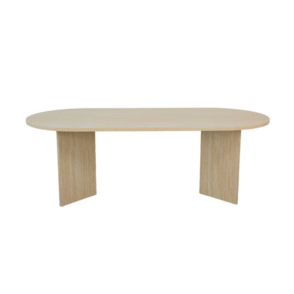 Eettafel Japandi ovaal 220cm travertin melamine Nancy