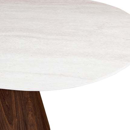 Eettafel Japandi marmerlook Niko ovaal 180cm beige walnoot