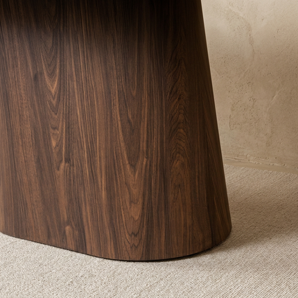 Eettafel Japandi marmerlook Niko ovaal 180cm beige walnoot