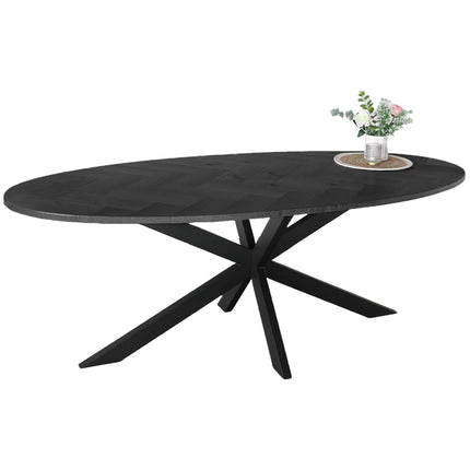 Eettafel visgraat Obie ovaal 210cm zwart MDF