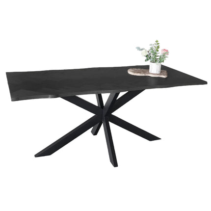 Eettafel visgraat Otis rechthoekig 180cm zwart MDF