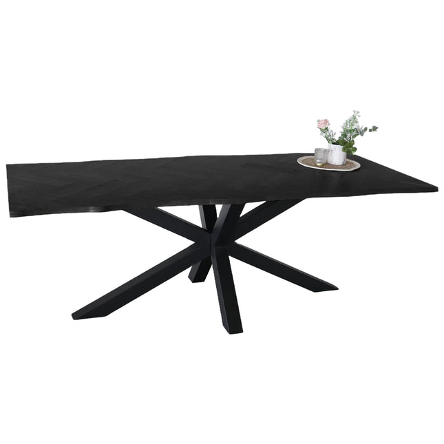 Eettafel visgraat Otis rechthoekig 220cm zwart MDF