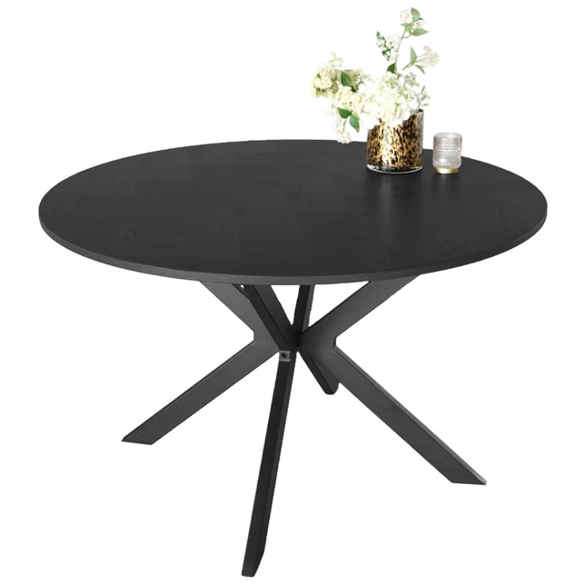 Eettafel visgraat Ozzy rond 120cm zwart MDF