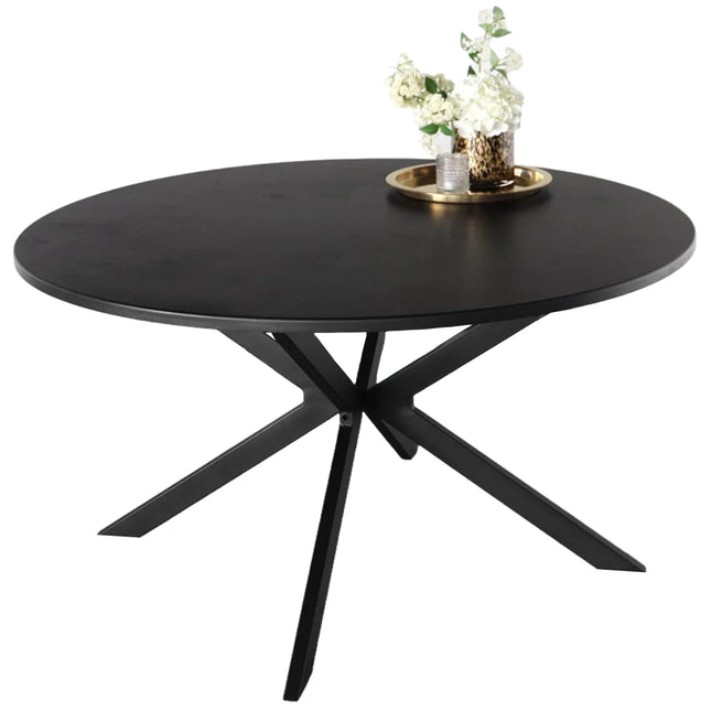 Eettafel visgraat Ozzy rond 140cm zwart MDF