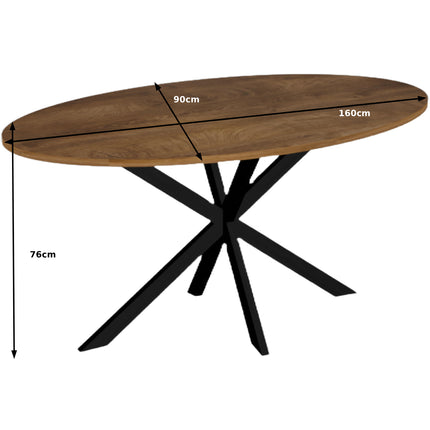 Eettafel Rato ovaal 160cm bruin MDF