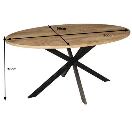 Eettafel Rato ovaal 160cm lichtbruin MDF