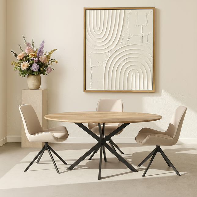 Eettafel Rato ovaal 160cm lichtbruin MDF