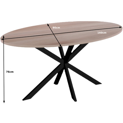 Eettafel Rato ovaal 160cm naturel MDF