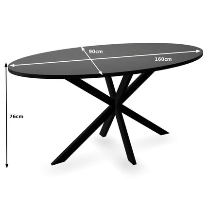 Eettafel Rato ovaal 160cm zwart MDF