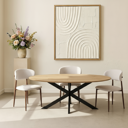 Eettafel Rato ovaal 180cm lichtbruin MDF