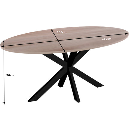 Eettafel Rato ovaal 180cm naturel MDF