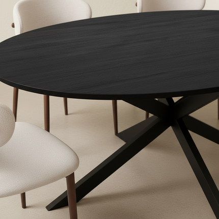 Eettafel Rato ovaal 180cm zwart MDF