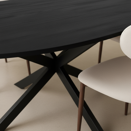 Eettafel Rato ovaal 180cm zwart MDF