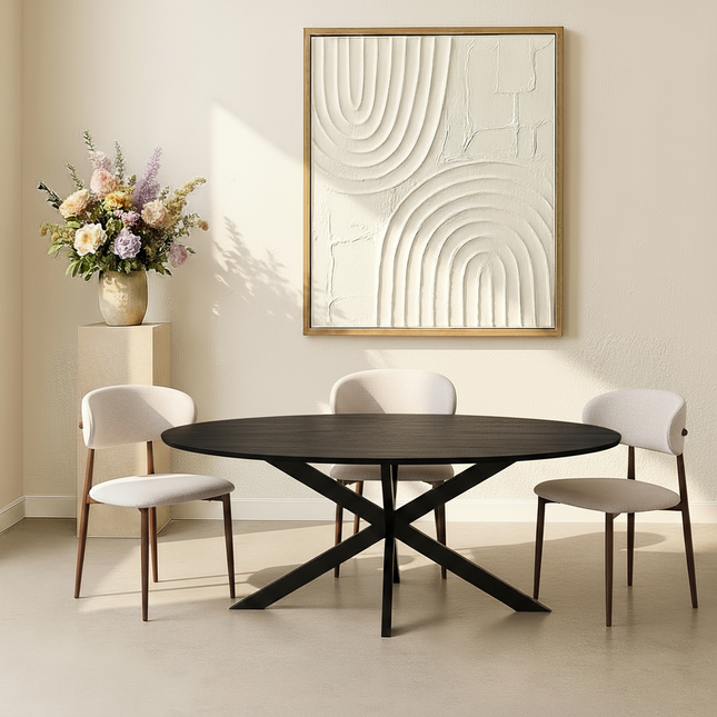 Eettafel Rato ovaal 180cm zwart MDF