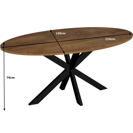 Eettafel Rato ovaal 210cm bruin MDF