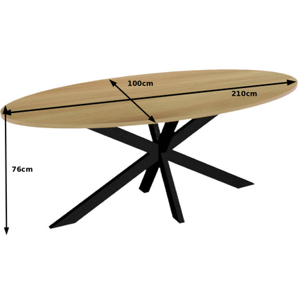 Eettafel Rato ovaal 210cm lichtbruin MDF