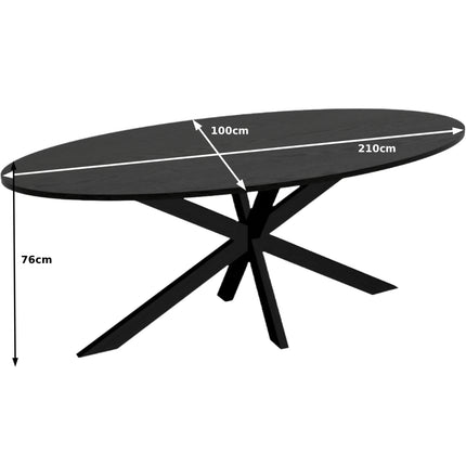 Eettafel Rato ovaal 210cm zwart MDF