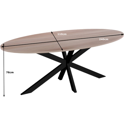 Eettafel Rato ovaal 240cm naturel MDF