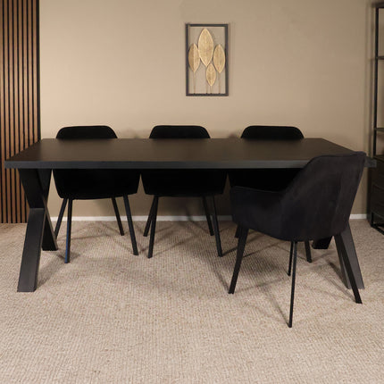 Eettafel Reef rechthoekig 200cm zwart melamine