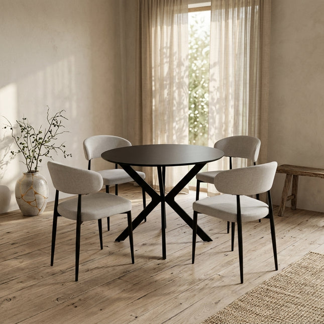 Eettafel Ronsi rond 100cm zwart MDF