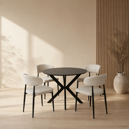 Eettafel Ronsi rond 100cm zwart MDF