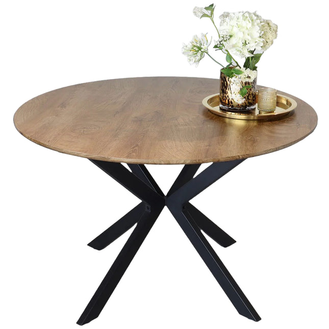 Eettafel Ronsi rond 120cm bruin MDF