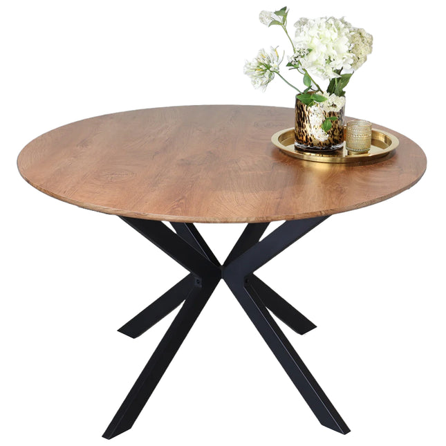 Eettafel Ronsi rond 130cm bruin MDF
