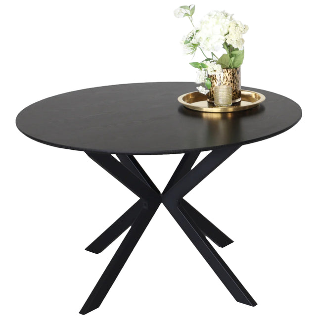 Eettafel Ronsi rond 130cm zwart MDF