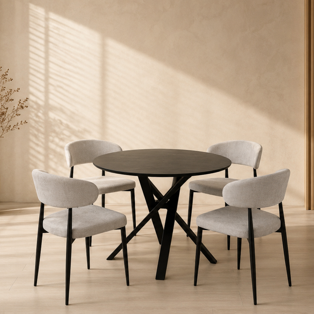 Eettafel Ronsi Antoinette rond 100cm zwart MDF