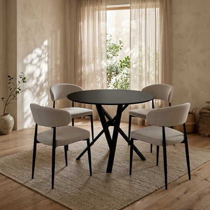 Eettafel Ronsi Antoinette rond 100cm zwart MDF