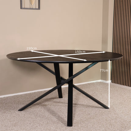 Eettafel Ronsi Antoinette rond 150cm zwart MDF