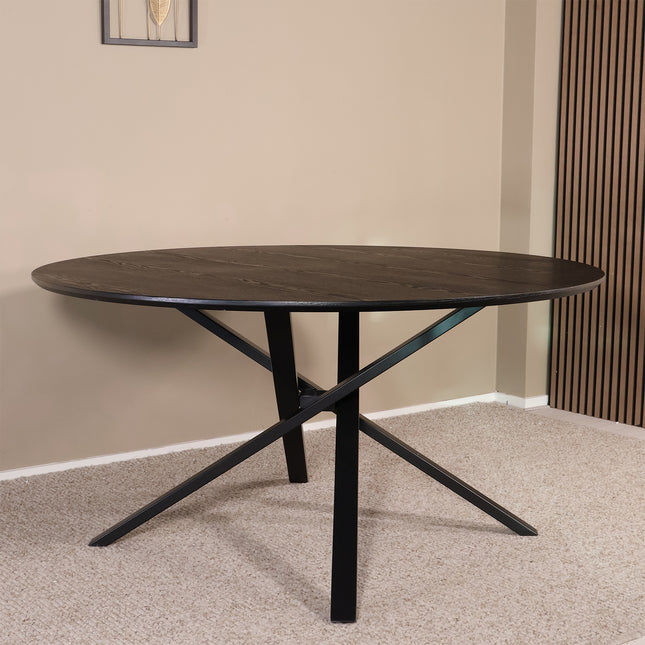 Eettafel Ronsi Antoinette rond 150cm zwart MDF