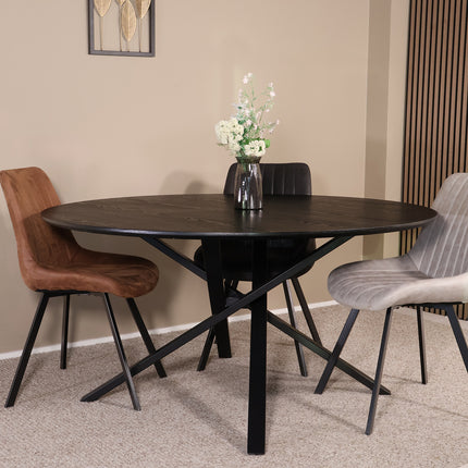 Eettafel Ronsi Antoinette rond 150cm zwart MDF