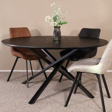 Eettafel Ronsi Antoinette rond 150cm zwart MDF